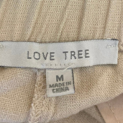 Love Tree Women's Beige Linen High Waisted Straight Wide Leg Trousers Pants Sz M