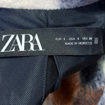 Zara Women's Multicolor Plaid Check Gold Button Oversized Blazer Coat Jacket S