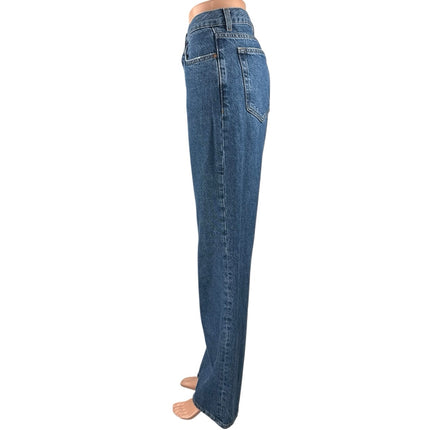 MNG Mango Women's Blue High Waisted Y2k Casual Straight Leg Denim Jeans Size 6