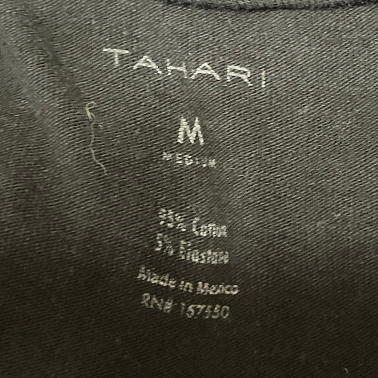 Tahari Men Black Camo Logo Graphic Short Sleeve Crew Neck T Shirt Tee Top Size M