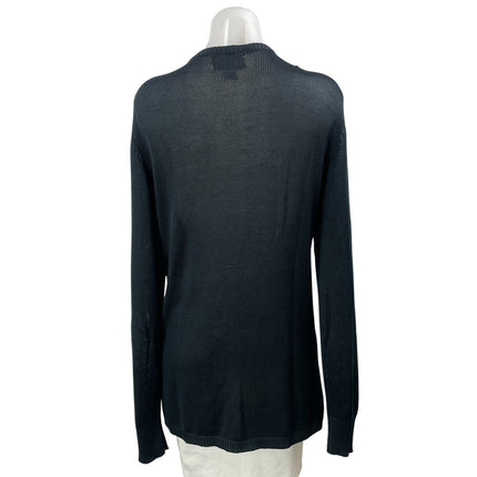 Lord & Taylor 100% Silk Black Long Sleeves Button Front Cardigan Sweater Top L