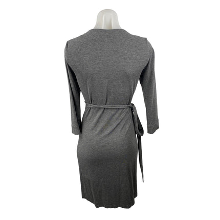 Diane Von Furstenberg Women's Gray Long Sleeve V Neck Mini Wrap Dress Size 4