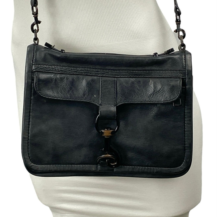 Rebecca Minkoff Mini MAC Black Crossbody Leather Adjustable Satchel Handbag OS