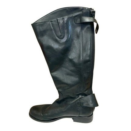 Sam Edelman Mikala Women's Leather Black Strap Zip Up Knee High Boots Size 10