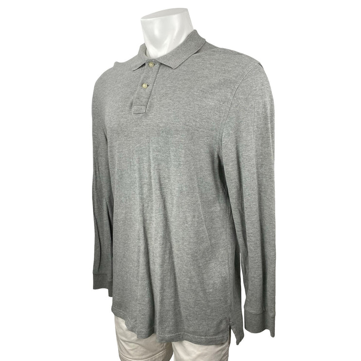 J.Crew Men's Gray Heather Long Sleeve Collared Golf Casual Polo Shirt Top Sz L