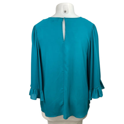 ELOQUII Womens Blue 3/4 Sleeves Crewneck Ruffled Cuff Bell Sleeves Blouse Top 16