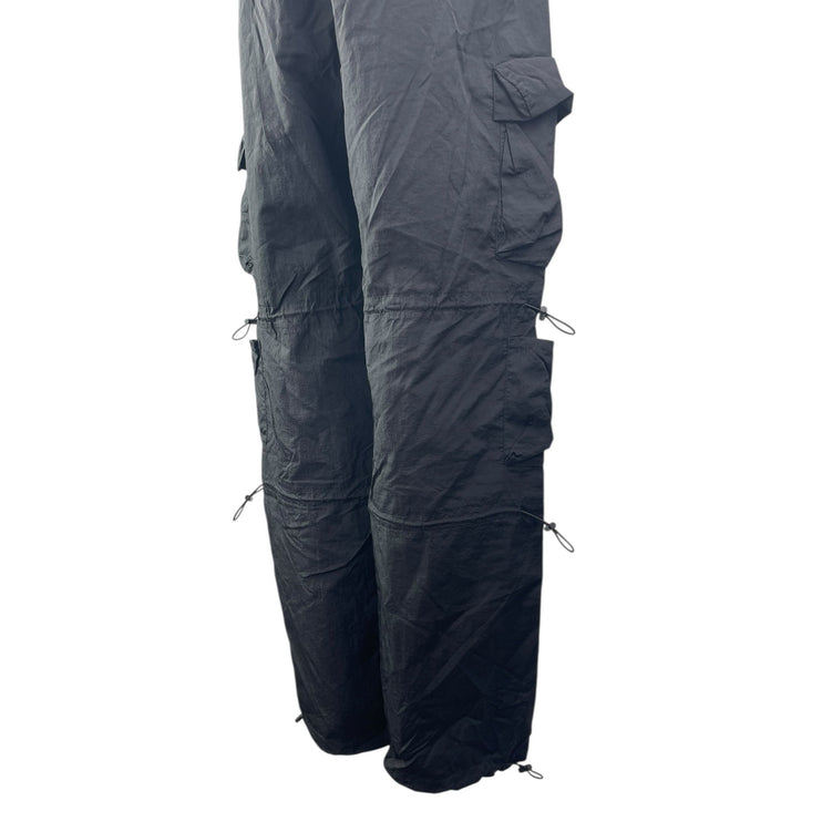 Garage Women's Black High Waisted Cargo Baggy Parachute Trousers Pants Size M