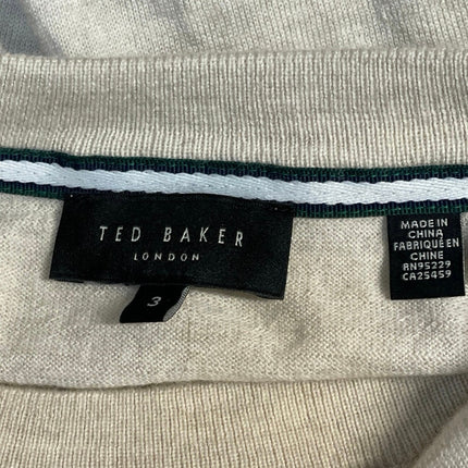 Ted Baker Roika Men's Beige 100% Wool Crewneck Long Sleeve Sweater Top Size M