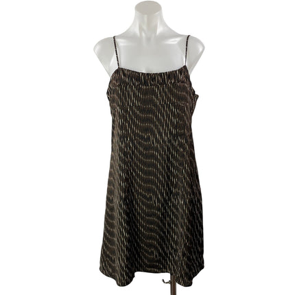 Banana Republic Black Brown Sleeveless Abstract Cami Tank Mini Dress Size 10