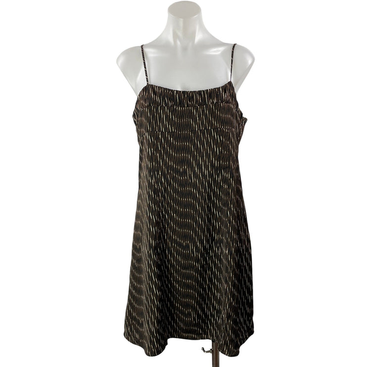 Banana Republic Black Brown Sleeveless Abstract Cami Tank Mini Dress Size 10