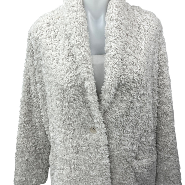 Aritzia Wilfred White Cream One Button Pockets Plush Jacket Teddy Coat Size S