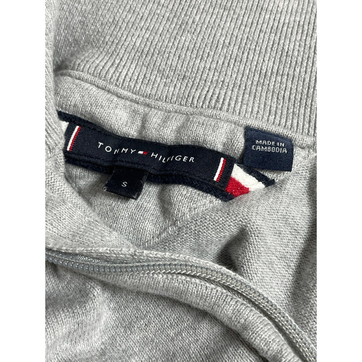 Tommy Hilfiger Men's Gray Logo Quarter Zip Long Sleeve Sweater Sweatshirt Top S
