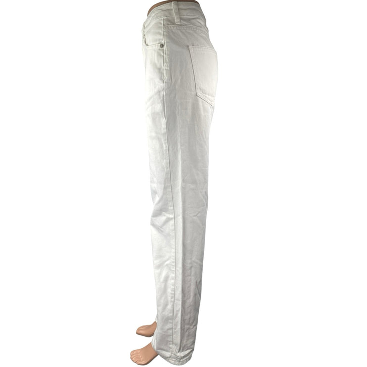 NA-KD Women's White High Waisted Relaxed Fit Straight Leg Denim Jeans Size 32