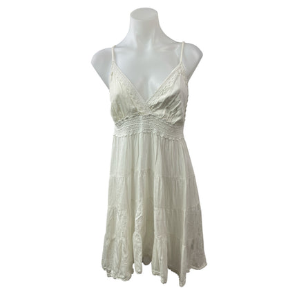 Raviya White Sleeveless V Neck Cami Camisole Tiered Mini A Line Tank Sundress L