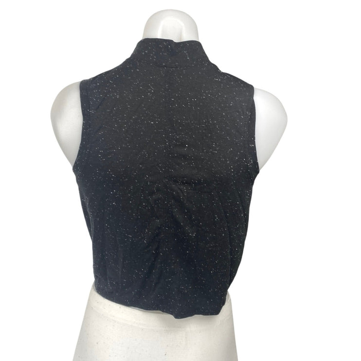 Lululemon Time To Restore Black Speckled Sleeveless Mock Neck Tie Tank Top 4