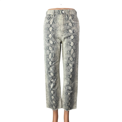 Zara Women's Gray Snakeskin Animal Print High Rise Straight Trousers Pants Sz 4