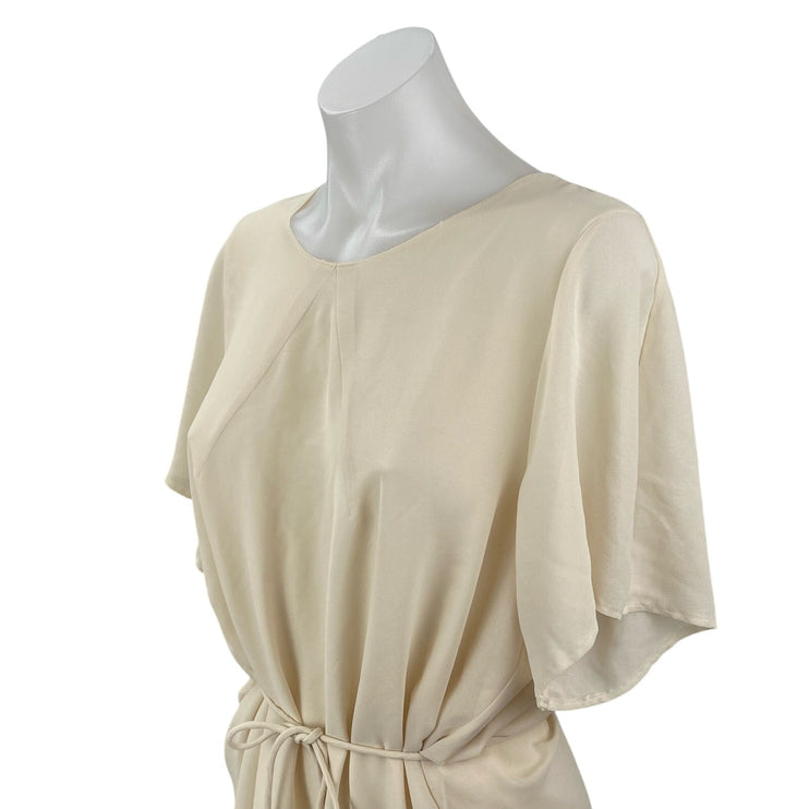 Acne Women's Light Beige Short Sleeve Tie Waist Mini Day Shift T-Shirt Dress 36