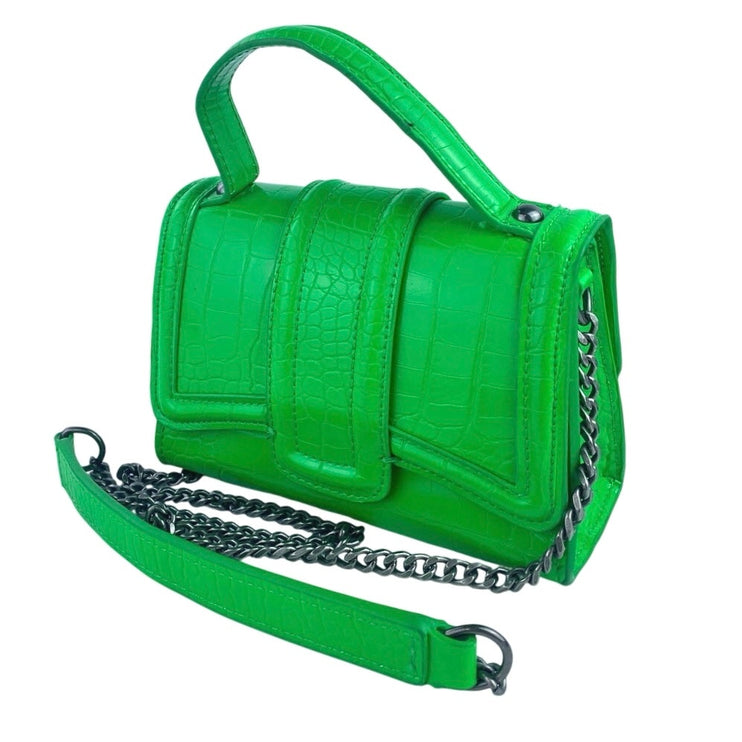 Zara Kelly Green Faux Leather Vegan Crossbody Chain Strap Mini Bag Handbag OS