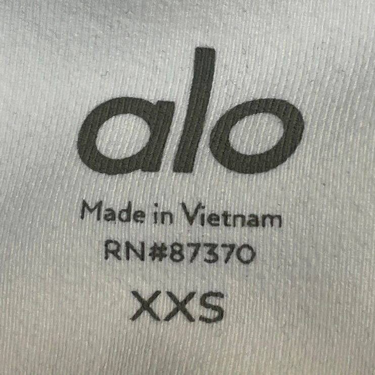 Alo Yoga Sheila White High Rise Mesh Workout Athletic Leggings Pants Size XXS