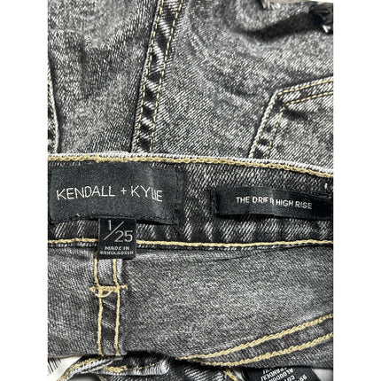 Kendall + Kylie The Drifted High Rise Black Washed Cut off Denim Jean Shorts 25