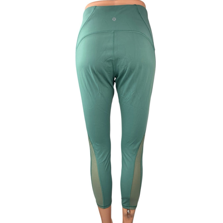 Lululemon Women's Green Mid Rise Cropped Yoga Athletic Leggings Pants Size 10