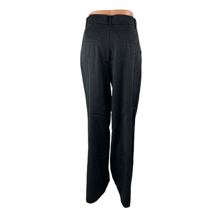 Zara Women's Black High Rise Pleated Relaxed Straight Leg Trousers Pants Size S