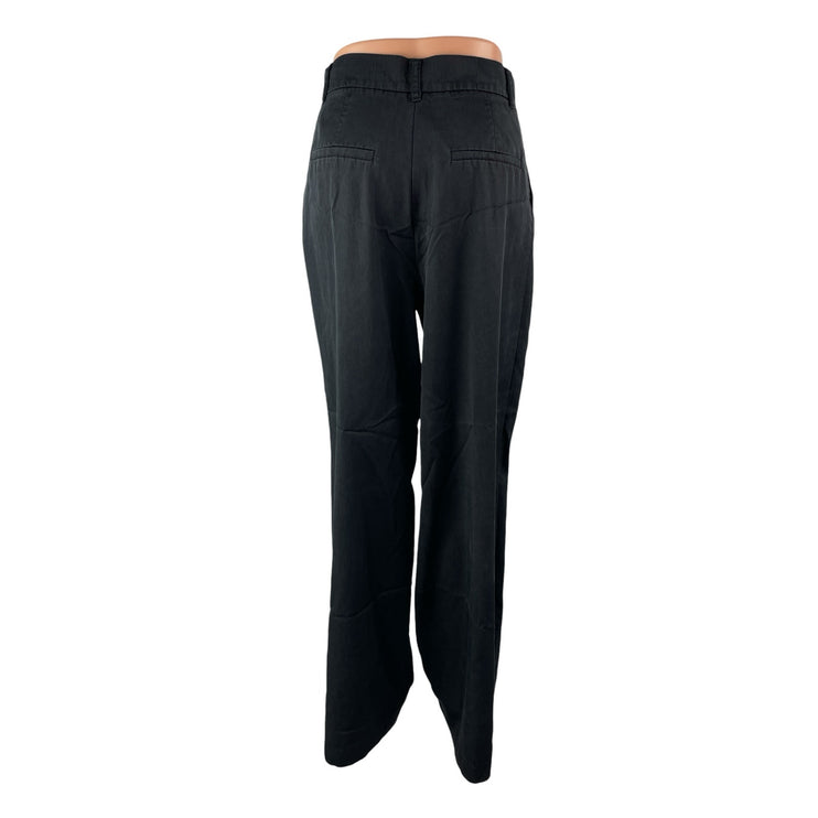 Zara Women's Black High Rise Pleated Relaxed Straight Leg Trousers Pants Size S