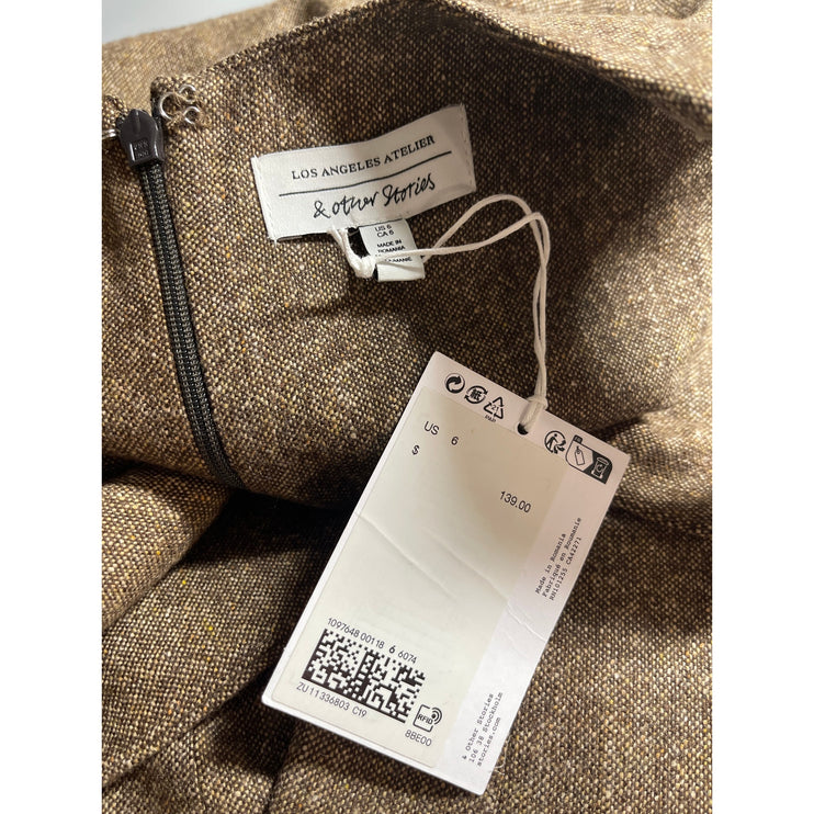 & Other Stories Women's Olive Green Sleeveless Square Neck A Line Mini Dress 6