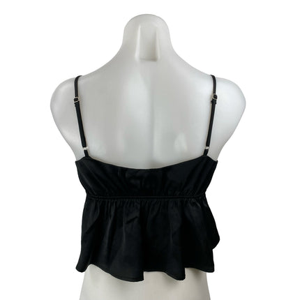 Princess Polly Arizone Lace Women's Black Sleeveless Tie Crop Cami Tank Top Sz 2