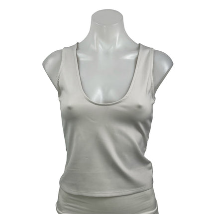 Good American Women's White Scoop Neck Sleeveless Cami Tank Crop Top Size 1