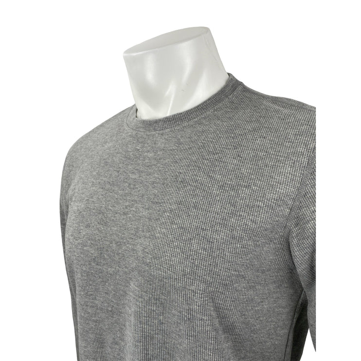 BYLT Men's Gray Long Sleeve Crew Neck Waffle Knit Thermal T Shirt Tee Top Size M
