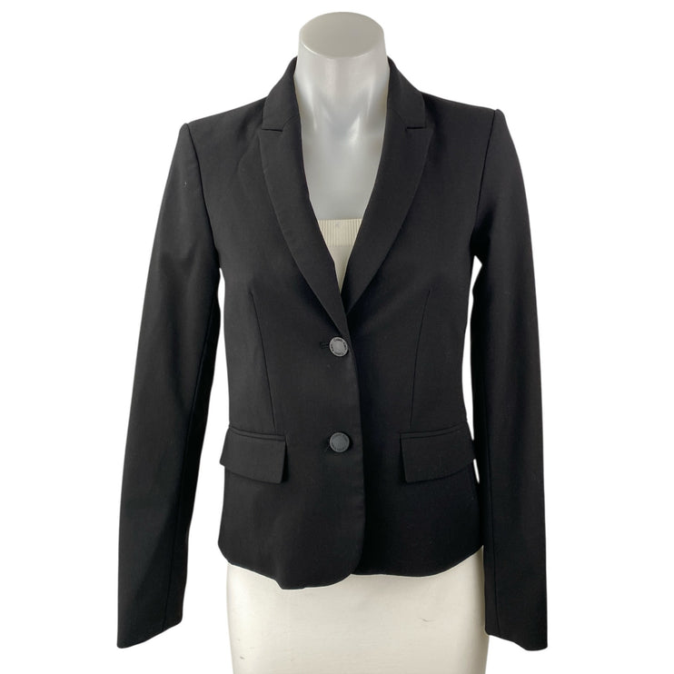 Calvin Klein Women Black Long Sleeve Peak Lapel Pocket Blazer Coat Jacket Size 2