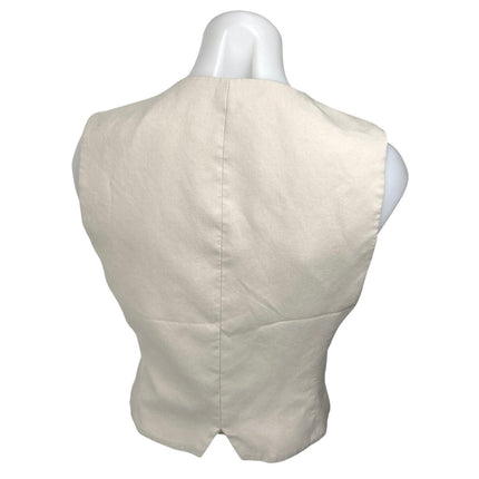 Zara Women's Beige Sleeveless V Neck Button Up Casual Blouse Vest Top Size S