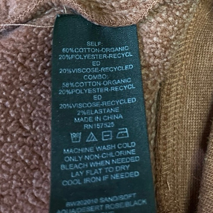 WSLY Women's Brown Long Sleeve Fleece Hoodie Hooded Cozy Sweatshirt Top Size S