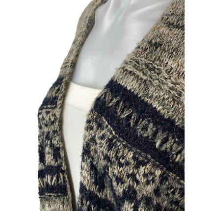 Thursday Island Fair Isle Aztec Gray Long Sleeve Duster Cardigan Sweater Top S