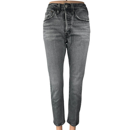 Levi's 501 Swan Island Gray Wash High Waist Stretch Skinny Denim Jeans Size 26