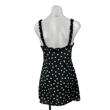 Realisation Par The Julia 100% Silk Sleeveless Black White Polka Mini Dress Sz S