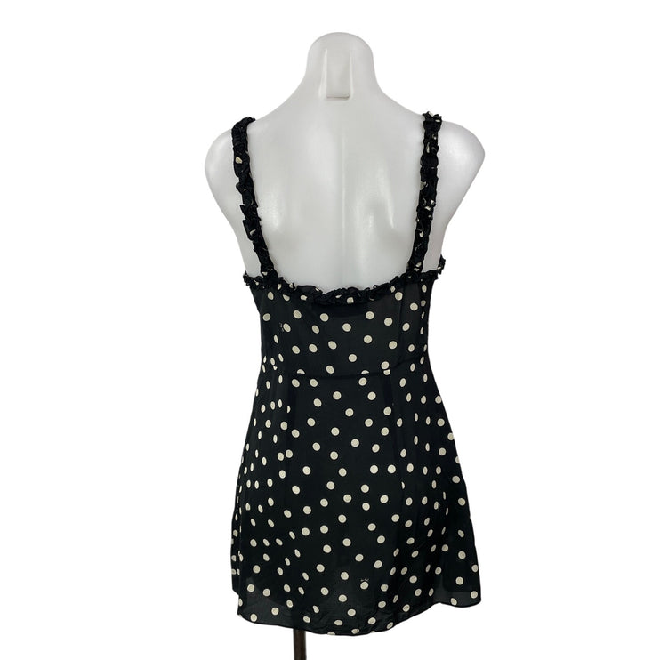 Realisation Par The Julia 100% Silk Sleeveless Black White Polka Mini Dress Sz S