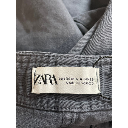 Zara Women's Black High Waisted Utility Straight Leg Y2k Trousers Pants Size 6