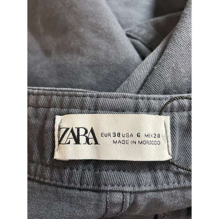Zara Women's Black High Waisted Utility Straight Leg Y2k Trousers Pants Size 6