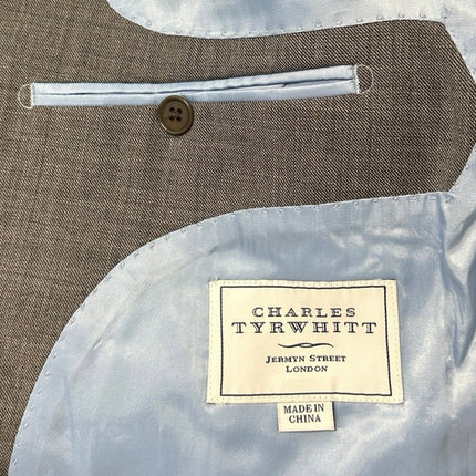 Charles Tyrwhitt 100% Wool Men's Gray Slim Fit Two Button Coat Blazer Jacket 40
