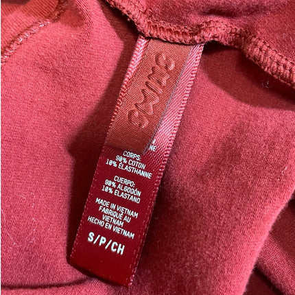 Skims Women's Red Mock Neck Long Sleeve Slim Jersey Tee T-Shirt Blouse Top Sz S