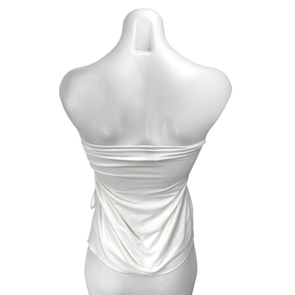 Princess Polly White Sleeveless Strapless Tube Bandeau Ruched Blouse Top Size 2