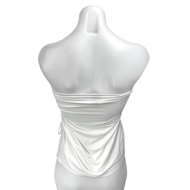 Princess Polly White Sleeveless Strapless Tube Bandeau Ruched Blouse Top Size 2