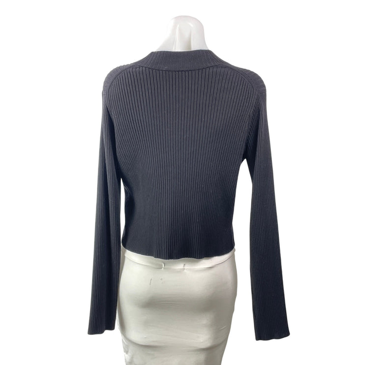 VINCE Womens Black Long Sleeves Button Front Cropped Cardigan Sweater Top Sz L/G