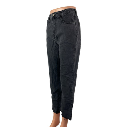 Redial Women's Black Washed High Waisted Mom Straight Leg Denim Jeans Size 6