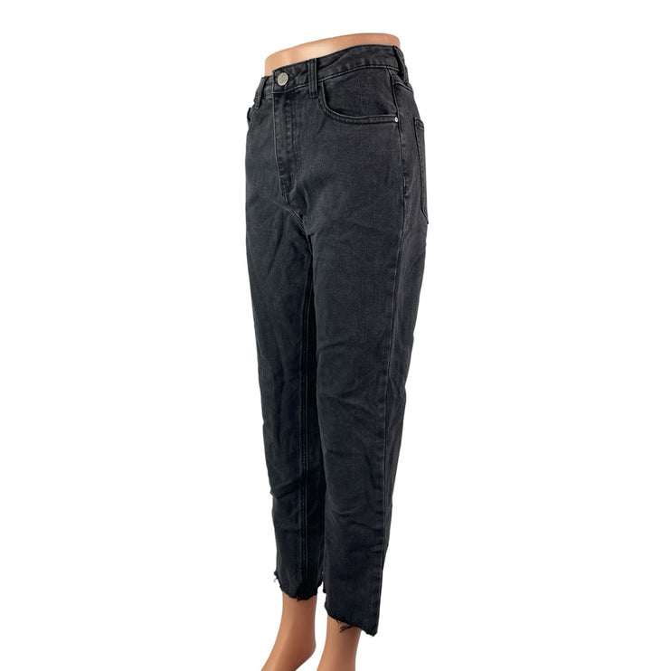 Redial Women's Black Washed High Waisted Mom Straight Leg Denim Jeans Size 6