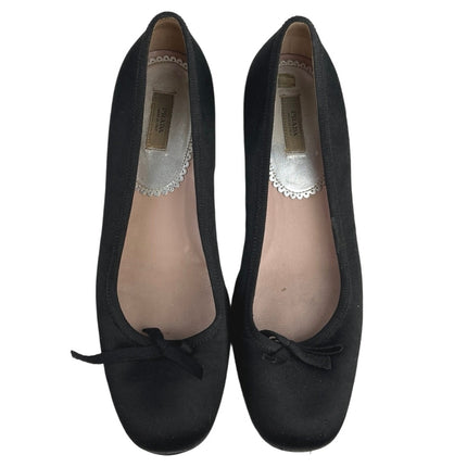 Prada Black Bow Cap-Toe Canvas Leather Slip On Comfort Ballet Flats Shoes 35/US5