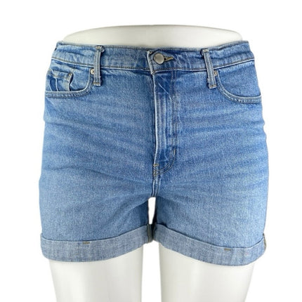 Banana Republic Blue High Waisted Medium Wash Cuffed Denim Jeans Shorts Size 33
