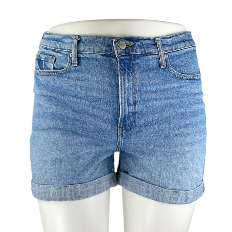 Banana Republic Blue High Waisted Medium Wash Cuffed Denim Jeans Shorts Size 33